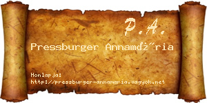 Pressburger Annamária névjegykártya